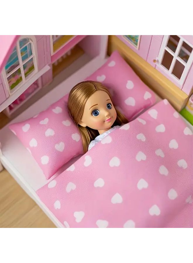 2pcs Miniature Dollhouse Bedding Set Flower Color Bed Sheets And Pillowcases - Image 5